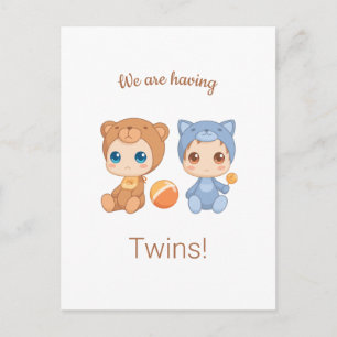 Carte Postale Bébé jumeaux Faire-part neutre