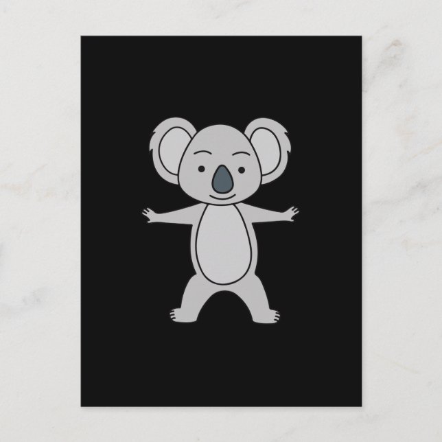 Carte Postale Bébé koala mignon avec un sourire debout (Devant)