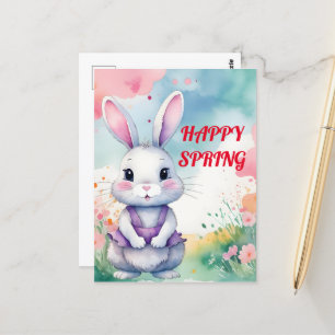 Carte Postale Bébé lapin au printemps