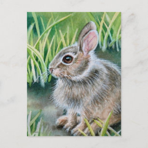 Carte Postale Bébé lapin de coton d'aquarelle lapin