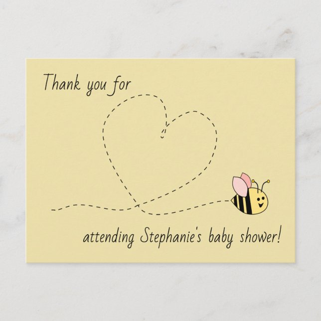 Carte Postale Bébé Merci de fille d'abeille (Devant)