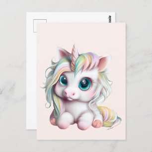 Carte Postale Bébé mignon et adorable licorne