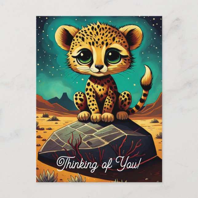 Carte Postale Bébé mignon Leopard Penser à vous (Devant)
