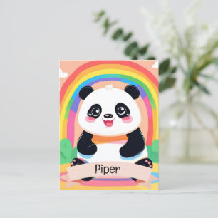 Carte Postale Bébé mignon Panda arc-en-ciel