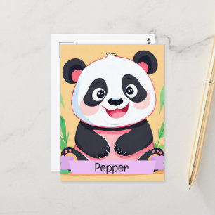 Carte Postale Bébé mignon Panda Nom personnalisé