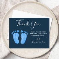 Bébé pieds Marine Baby shower bleu Merci