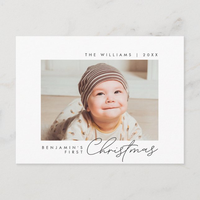 Carte Postale Bébé premier Noël, Faire-part avec photo (Devant)