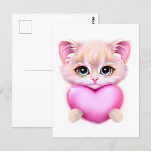 Carte Postale Bébé rose mignon Kitten