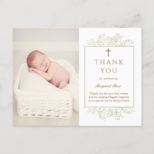 Carte Postale Bébé souffle Fleurs Baptême Merci photo