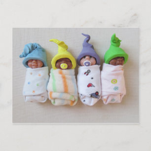 Carte Postale Bébés en argile dormante : Sculpture en argile pol