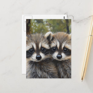 Carte Postale Bébés ratons laveurs adorables