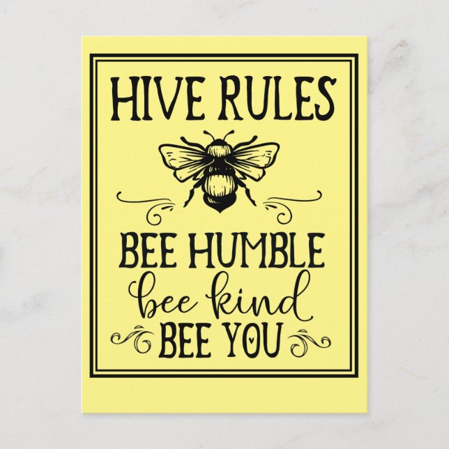 Carte Postale Bee Hive Rules Word Art (Devant)
