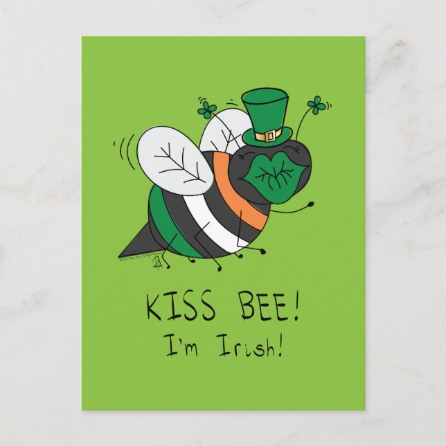 Carte Postale Bee Irish Funny St. Patrick's Day (Devant)