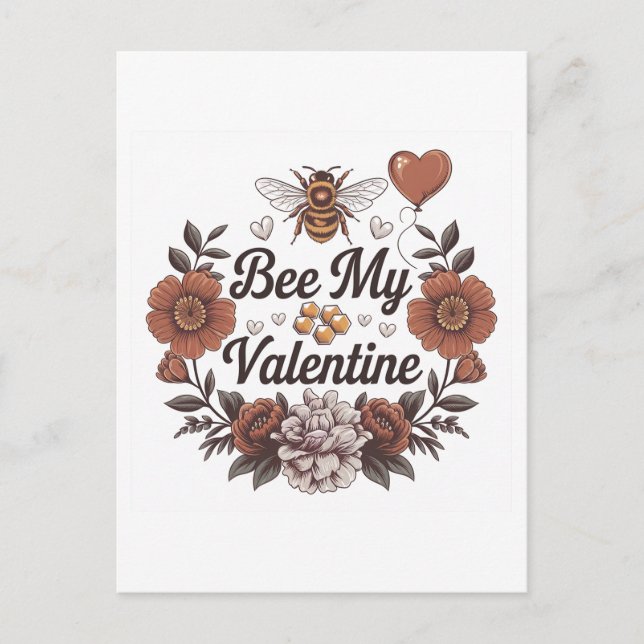 Carte Postale Bee my Valentine (Devant)
