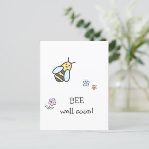 Carte Postale BEE très bientôt ! Fleurs mignonnes et abeilles se