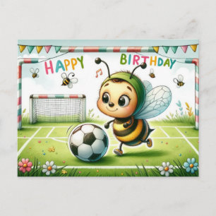 Carte Postale Bee-utiful Birthday Soccer Card - mignon