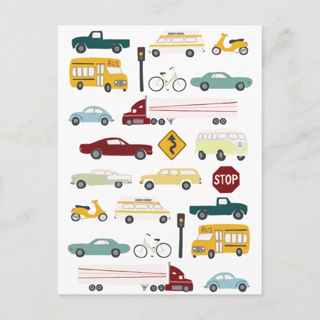 Carte Postale Béep Beep coincé dans le Motif de la circulation (Devant)