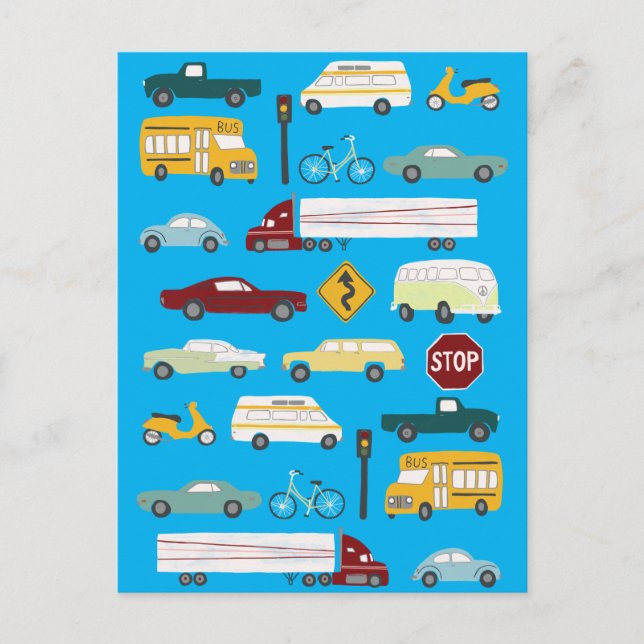 Carte Postale Béep Beep coincé dans le Motif de la circulation (Devant)
