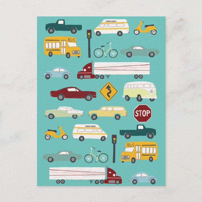 Carte Postale Béep Beep coincé dans le Motif de la circulation (Devant)