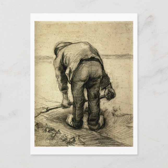 Carte Postale Beet de levage paysanne, Vincent van Gogh (Devant)