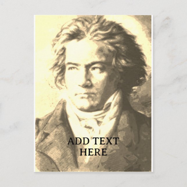 Carte Postale Beethoven en sépia Texte personnalisé (Devant)