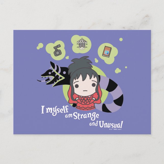 Carte Postale Beetlejuice | Chibi Lydia "Étrange et Insolite" (Devant)