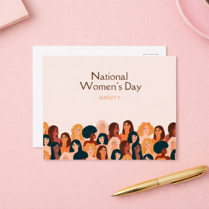 Carte Postale Beige Élégant Journée nationale des femmes