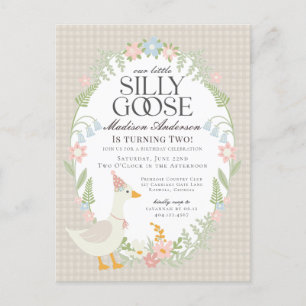Carte Postale Beige Silly Goose Floral En vichy fête d'anniversa