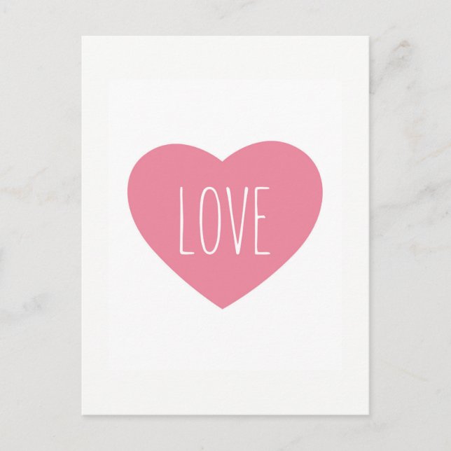 Carte Postale Bel amour rose doux de coeur (Devant)