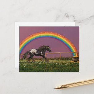 Carte Postale Bel Appaloosa sous l'arc-en-ciel