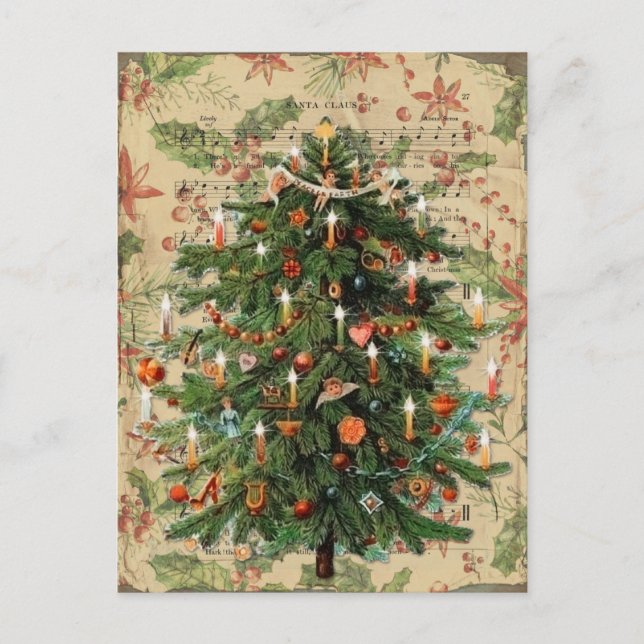 Carte Postale Bel arbre de Noël victorien décoré (Devant)
