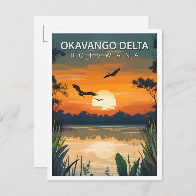 Carte Postale Bel endroit Okavango Delta Botswana Voyage (Devant / Derrière)