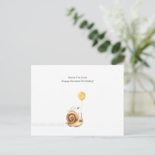 Carte Postale Belated Birthday Désolé Snail Illustration Card