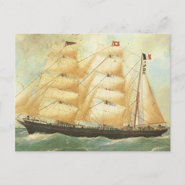 Carte Postale Belem, navire à voile français, 1902 (Devant)