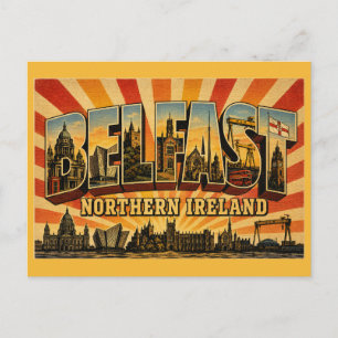 Carte Postale Belfast capitale de l'Irlande du Nord Art vintage