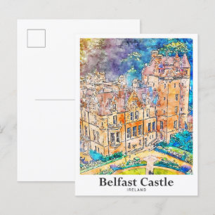 Carte Postale Belfast Castle Irlande Travel Watercolor Sketch