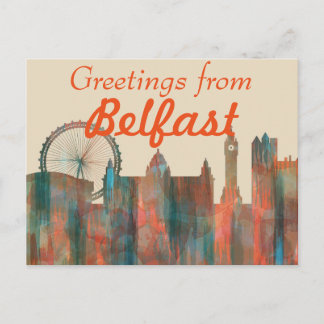 CARTE POSTALE BELFAST, SKYLINE D'IRLANDE DU NORD