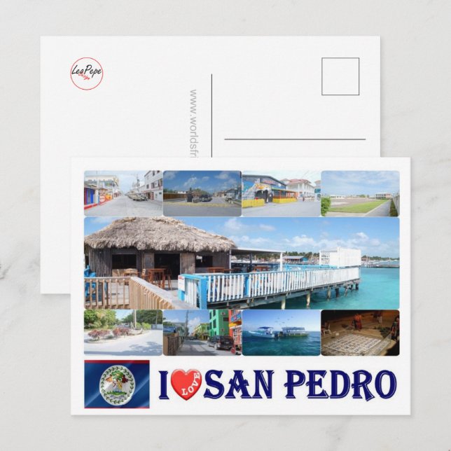 Carte Postale Belize - I Love San Pedro - (Devant / Derrière)