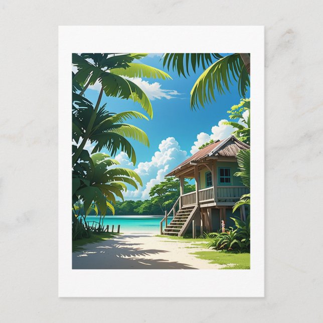 Carte Postale Belizean Bungalow (Devant)