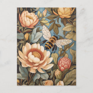 Carte Postale Belle Abeille De Jardin Avec Fleurs Protea