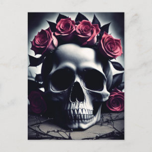 Carte Postale Belle affiche de crâne Rose foncé et gothique