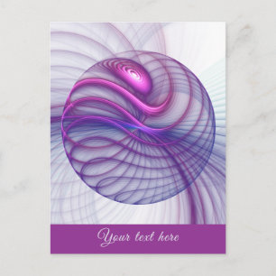 Carte Postale Belle aile Abstraite moderne Fractal Texte rose