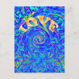 Carte Postale Belle Amour Bleu Bleu Imprimer Art vectoriel Flash