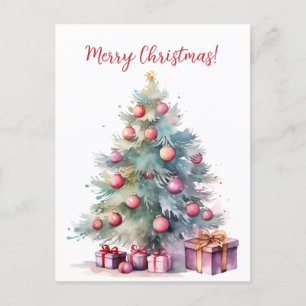 Carte Postale Belle Aquarelle Arbre de Noël Graphique