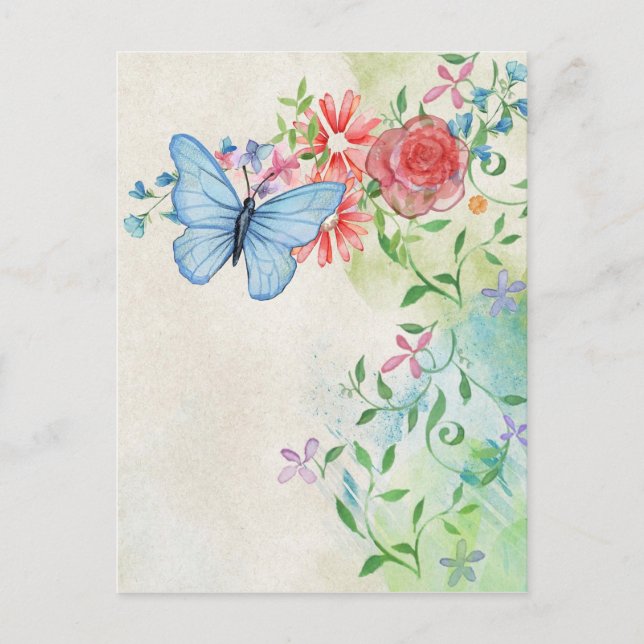 Carte Postale belle aquarelle de papillons (Devant)