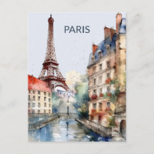 CARTE POSTALE Belle aquarelle de voyage à Paris