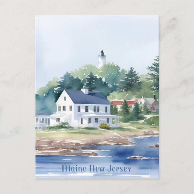 Carte Postale Belle Aquarelle du Maine New Jersey (Devant)