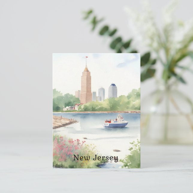 Carte Postale Belle aquarelle du New Jersey (Debout devant)