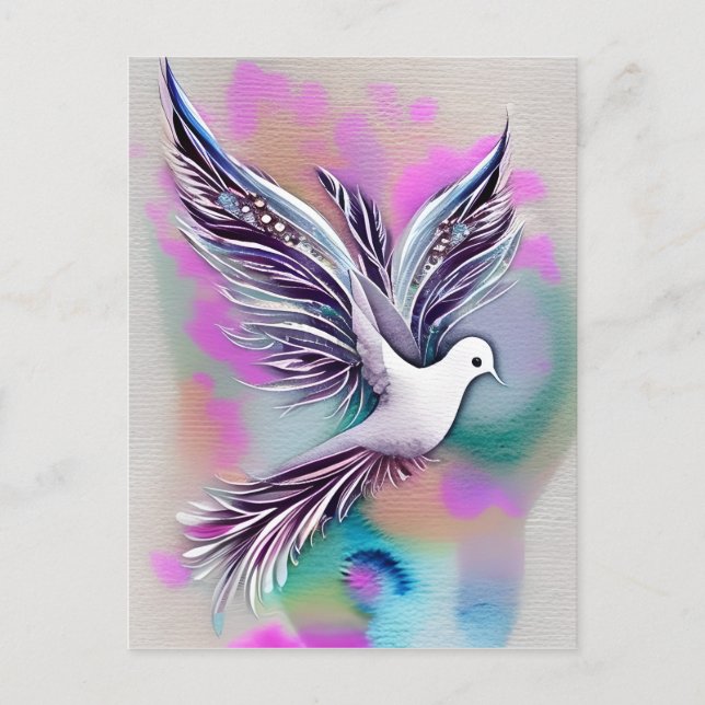 Carte Postale Belle Aquarelle Ethérée Blanche (Devant)