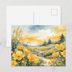 Carte Postale Belle aquarelle Nature Paysage